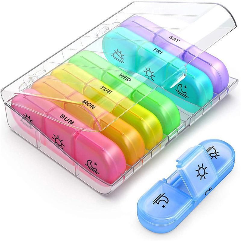 7 Day Medicine Organizer Pill Box Tablet Daily Case Weekly Dispenser Container - Black