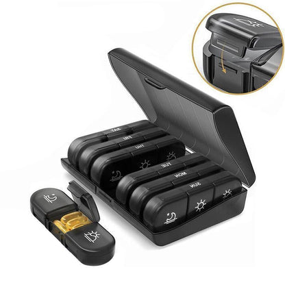 7 Day Medicine Organizer Pill Box Tablet Daily Case Weekly Dispenser Container - Black