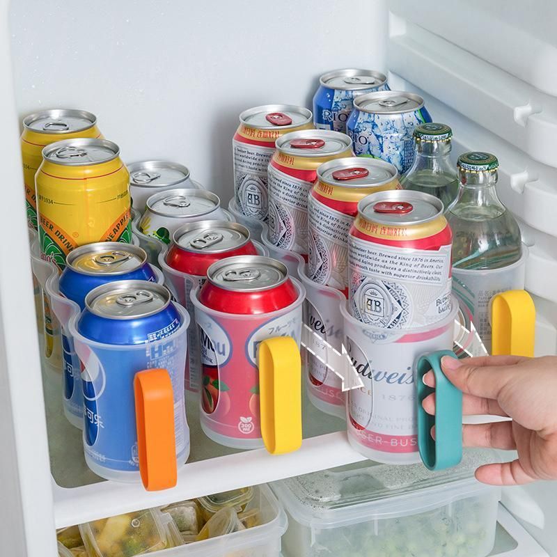 Beer Soda Can Storage Holder Kitchen Fridge Space Saver Rack Organizer 1-3PCS - Orange