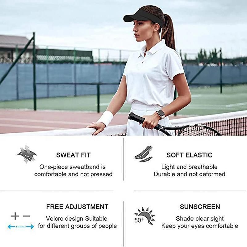 Women Adjustable UV Protection Sport Visor Cap Beach Sun Hat New Stylish Design - White