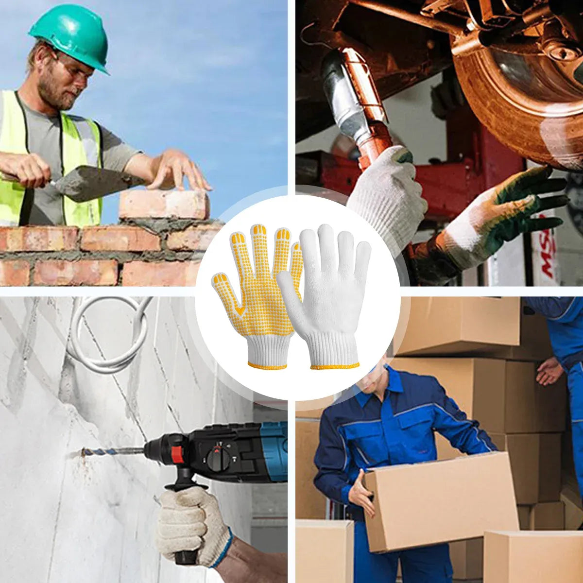 Wear Resistant Anti Slip Dotted Work Gloves for Home Garden Tasks
