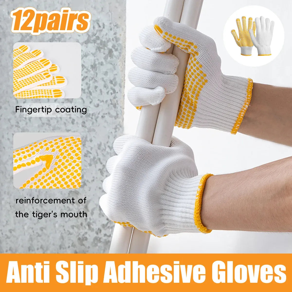 Wear Resistant Anti Slip Dotted Work Gloves for Home Garden Tasks