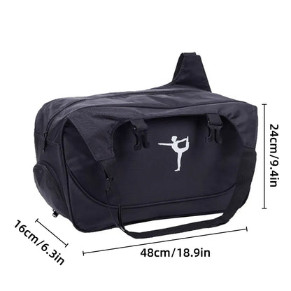 Yoga Mat Bag Large Capacity Sports Backpack Casual Gym Travel Print Backpack - Black