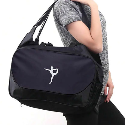 Yoga Mat Bag Large Capacity Sports Backpack Casual Gym Travel Print Backpack - Black