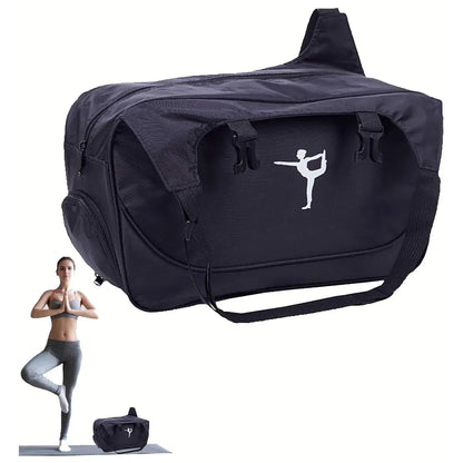 Yoga Mat Bag Large Capacity Sports Backpack Casual Gym Travel Print Backpack - Black