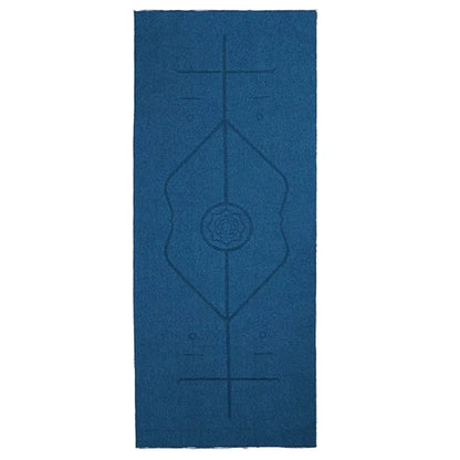 Portable Yoga Blanket with Body Position Line Non Slip Soft for Home Gym Studio - Blue