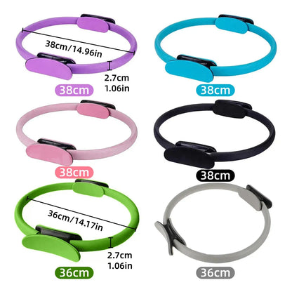 6 Colours Pilates Yoga Ring Magic Circle Fitness Equipment for Toning Slim Legs - Grey