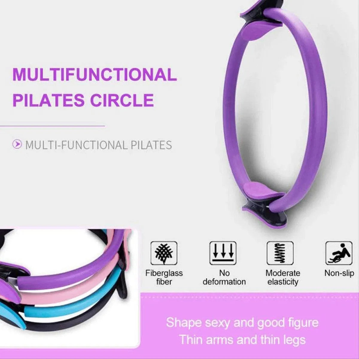 6 Colours Pilates Yoga Ring Magic Circle Fitness Equipment for Toning Slim Legs - Grey