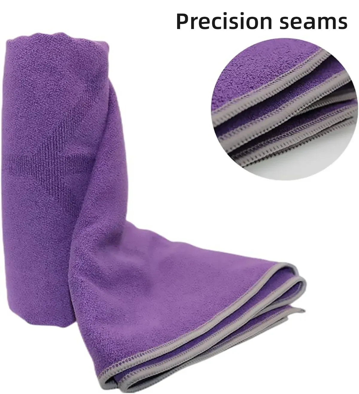 Portable Yoga Blanket with Body Position Line Non Slip Soft for Home Gym Studio - Purple