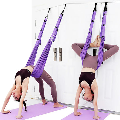 Air Yoga Rope Elastic Stretch Belt Inversion Training Strap Handstand Fitness - Green