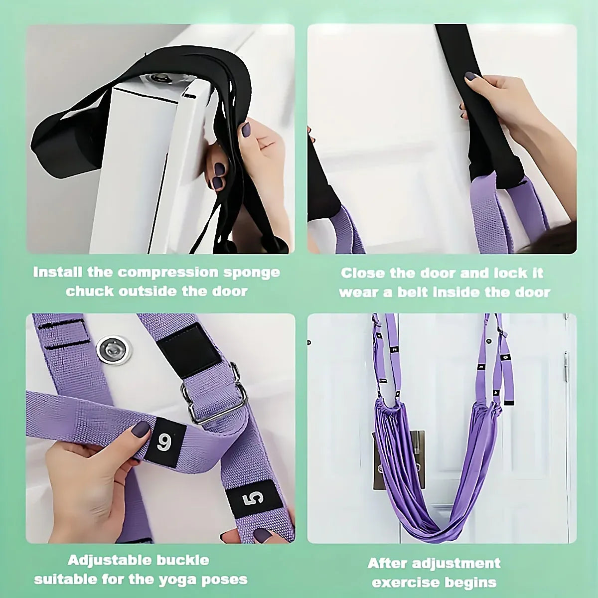 Air Yoga Rope Elastic Stretch Belt Inversion Training Strap Handstand Fitness - Purple