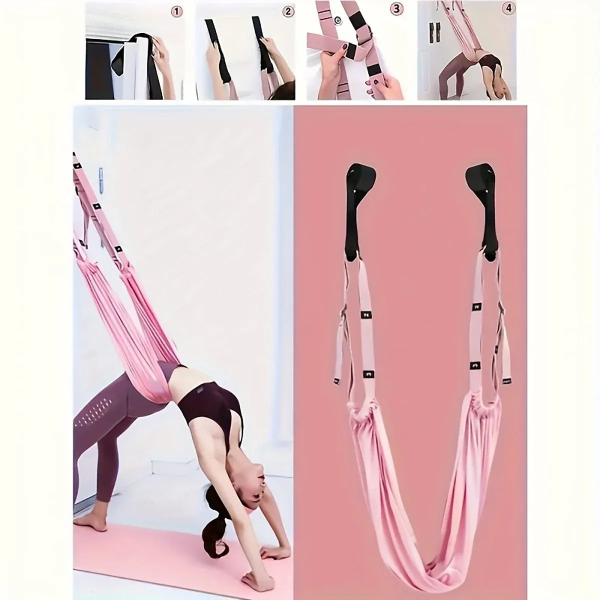 Air Yoga Rope Elastic Stretch Belt Inversion Training Strap Handstand Fitness - Purple