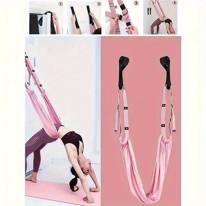 Air Yoga Rope Elastic Stretch Belt Inversion Training Strap Handstand Fitness - Purple
