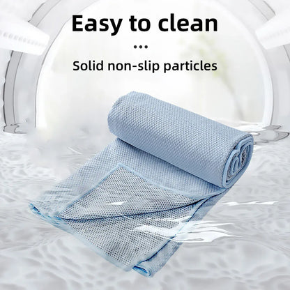 Sports Fitness Ultra Fine Fiber Sweat-Absorbent Diamond Pattern Yoga Towel - Blue