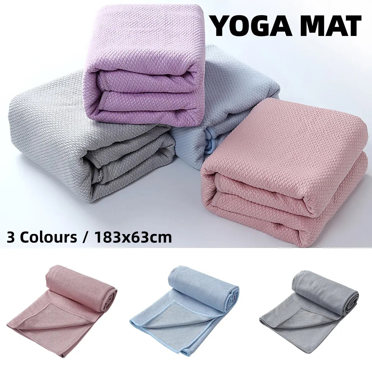 Sports Fitness Ultra Fine Fiber Sweat-Absorbent Diamond Pattern Yoga Towel - Grey
