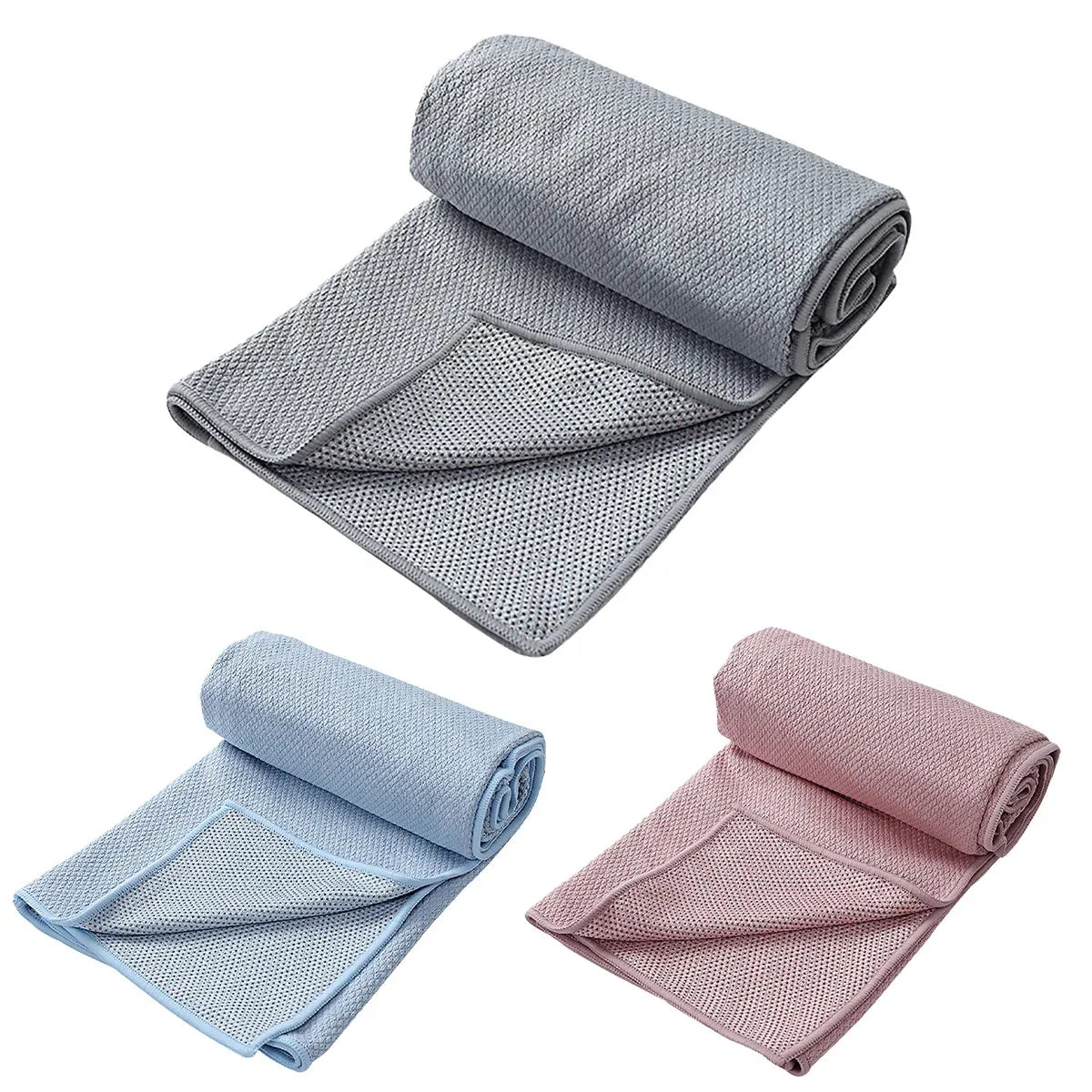 Sports Fitness Ultra Fine Fiber Sweat-Absorbent Diamond Pattern Yoga Towel - Grey