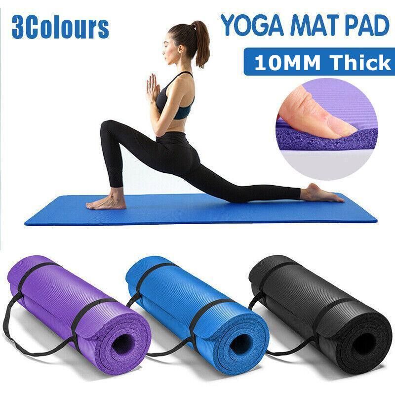 10MM Thick Durable NBR Yoga Mat for Gym and Pilates - Blue