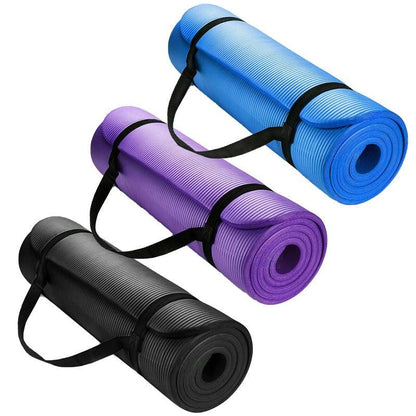 10MM Thick Durable NBR Yoga Mat for Gym and Pilates - Blue