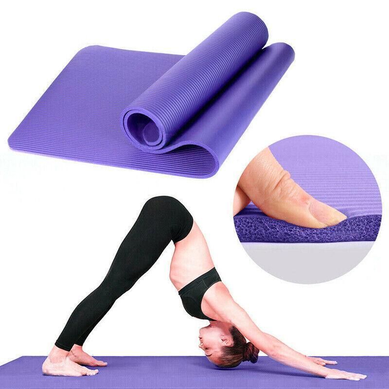 10MM Thick Durable NBR Yoga Mat for Gym and Pilates - Blue