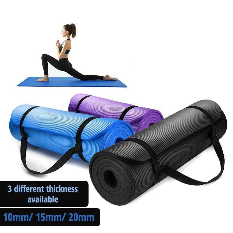 10MM Thick Durable NBR Yoga Mat for Gym and Pilates - Blue