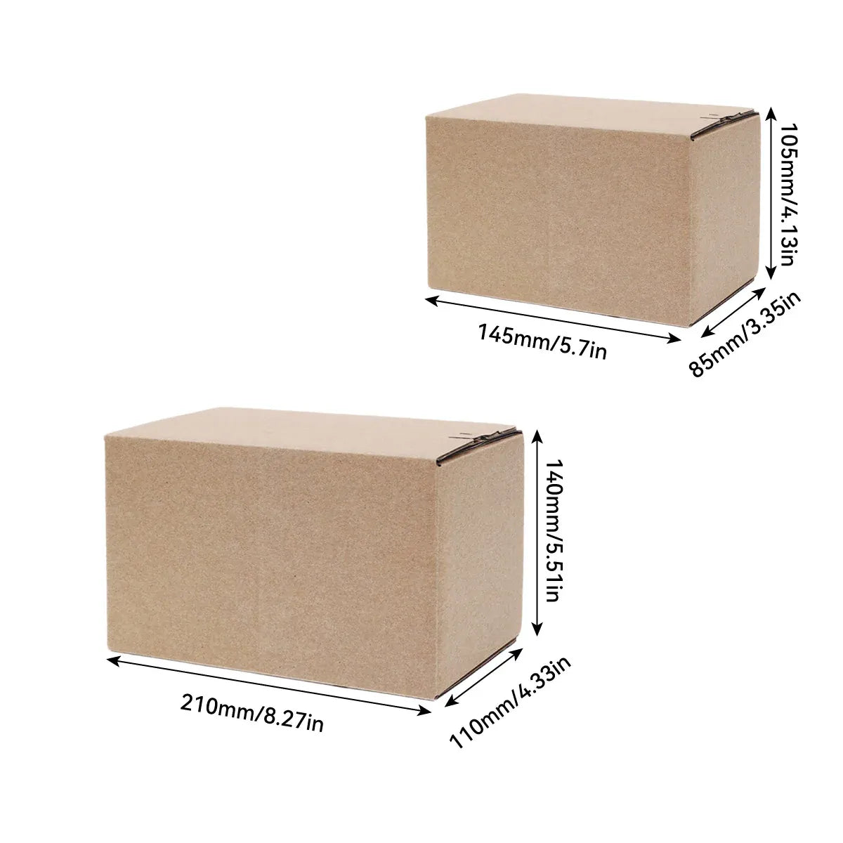 20PCS Corrugated Cardboard Boxes 2 Sizes for Ecommerce Storage Packing Sturdy - 145 x 85 x 105mm