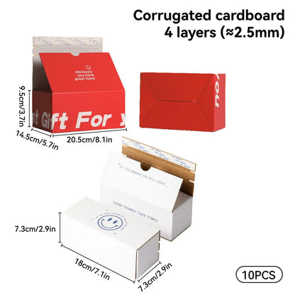 10PCS Corrugated Cardboard Boxes Zipper Closure Sturdy For Shipping Packaging - Red