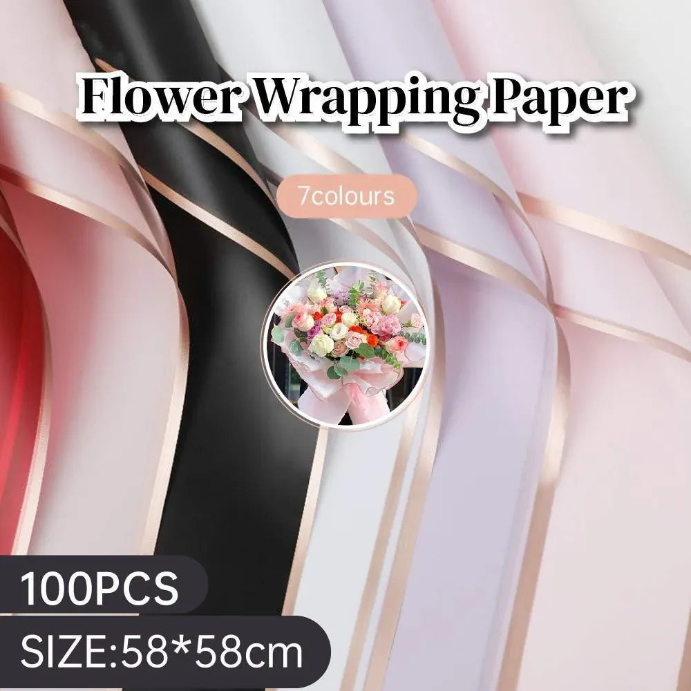 100PCS Waterproof Flower Gift Wrapping Paper Florist Bouquet Craft Packaging - Blue