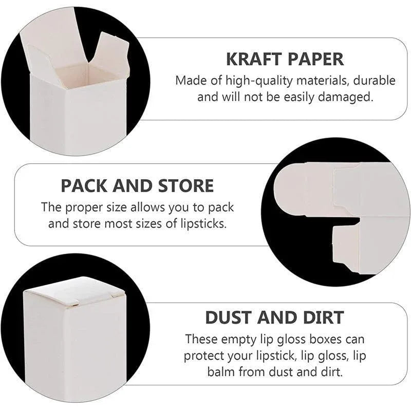 100PCS Empty Lip Balm Tube Packaging Carton Box Lipstick DIY Paper Case 2.8-3.1 - White-2.8x2.8x8.5cm