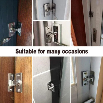 90 Degree Sliding Door Lock Hasp - Stainless Steel Corner Latch - Silver-2PCS