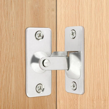 90 Degree Sliding Door Lock Hasp - Stainless Steel Corner Latch - Silver-2PCS