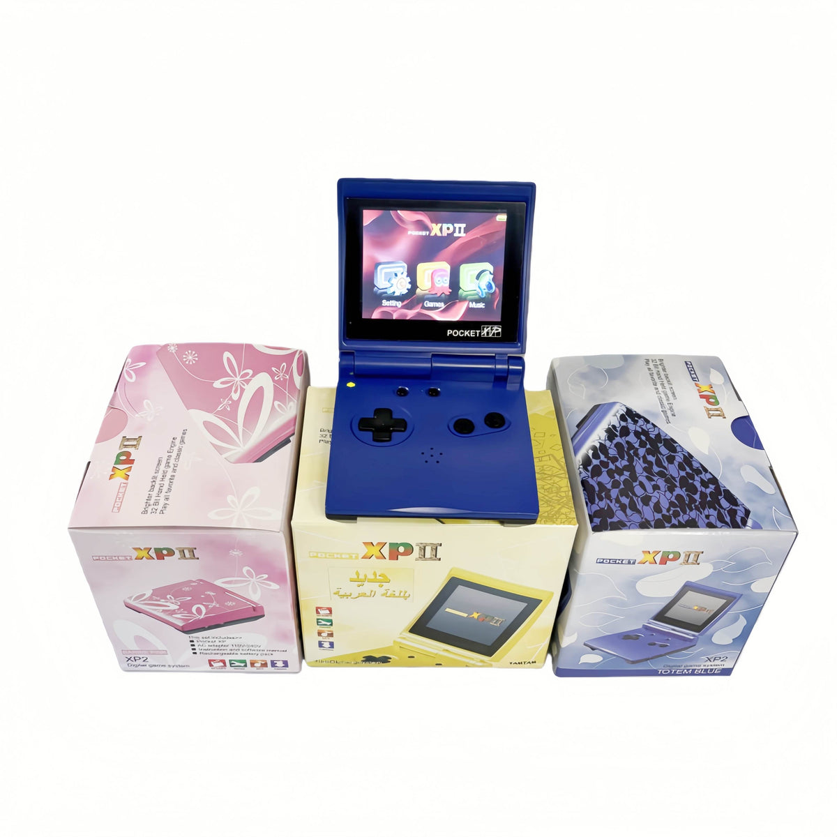 Pocket XP 2 Handheld Game Console – Built-in Classic Games, Game Boy Style, Portable Retro Gaming - Blue