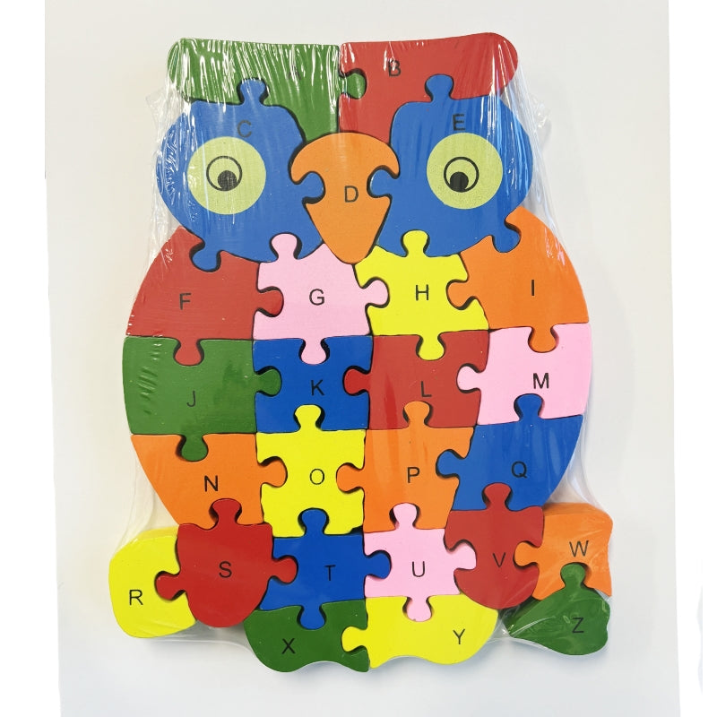 WOODEN ANIMAL PUZZLES ALPHABET AND NUMBER ASSORTED - Elephant
