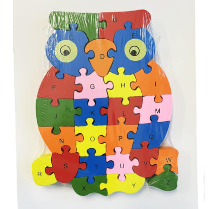 WOODEN ANIMAL PUZZLES ALPHABET AND NUMBER ASSORTED - Elephant