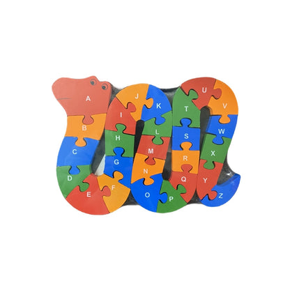 WOODEN ANIMAL PUZZLES ALPHABET AND NUMBER ASSORTED - Elephant