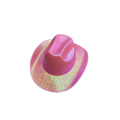 Holographic Cowboy Party Hat (Adult Size) - Rose