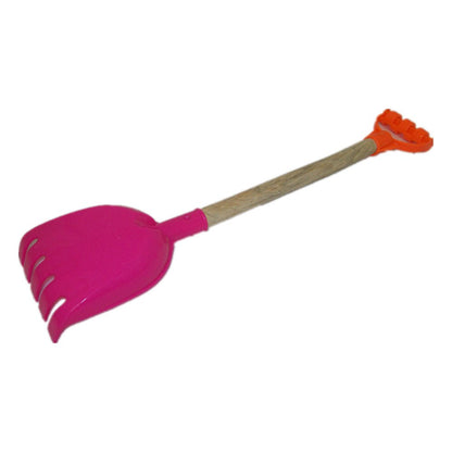 2x Wooden handle toy rake