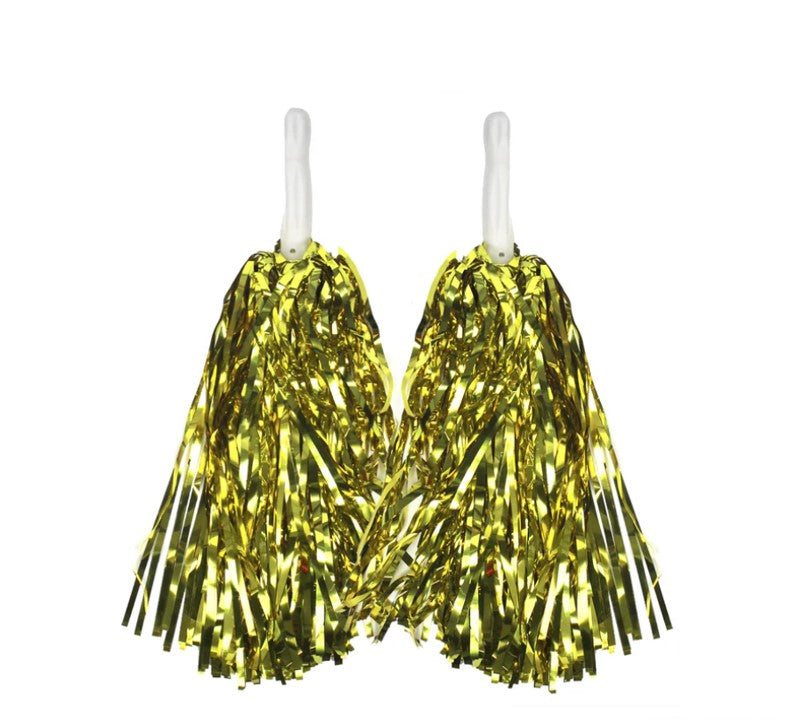 4 Sets/8pcs Metallic Team Girls' Cheerleading Dance Party Dress Pom Poms Pompoms - Red