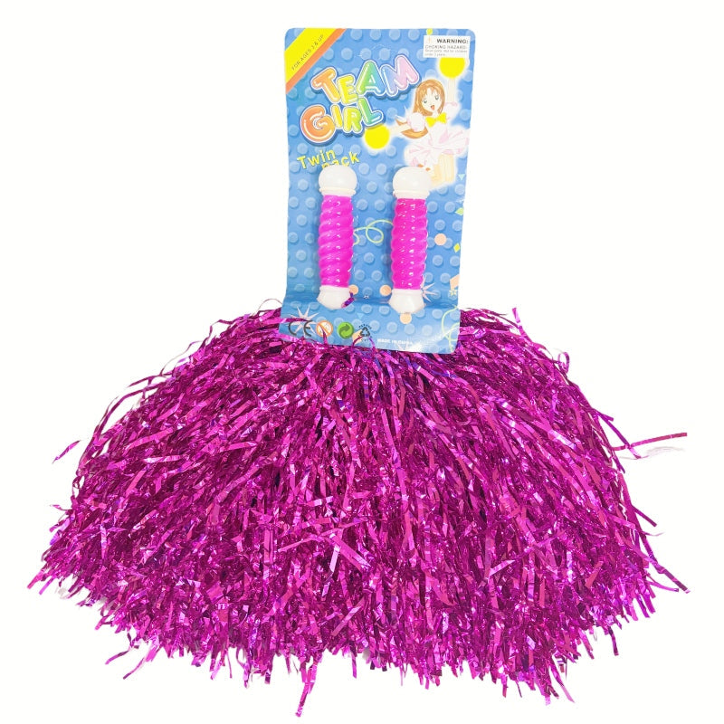 4 Sets/8pcs Metallic Team Girls' Cheerleading Dance Party Dress Pom Poms Pompoms - Red
