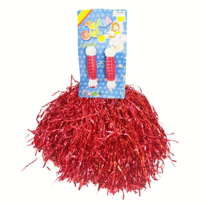 4 Sets/8pcs Metallic Team Girls' Cheerleading Dance Party Dress Pom Poms Pompoms - Silver