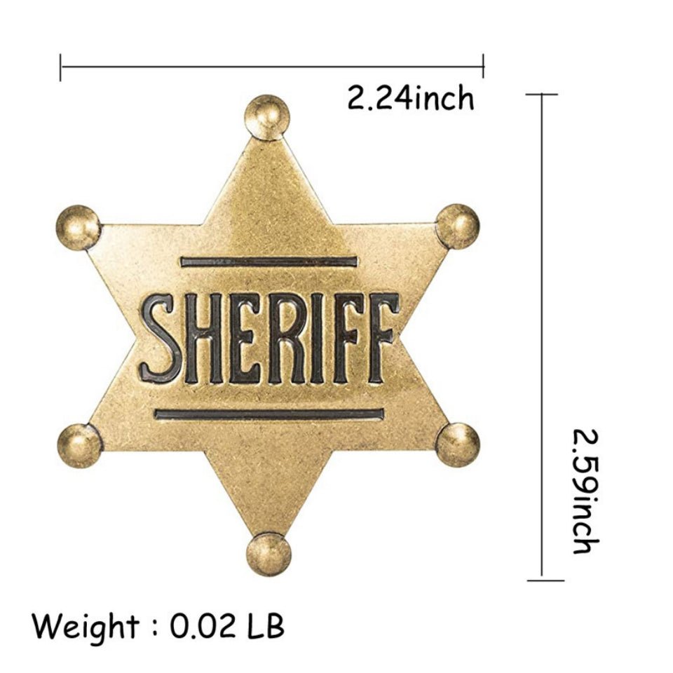 METAL SHERIFF BADGE ASSORTED COLOURS - Black