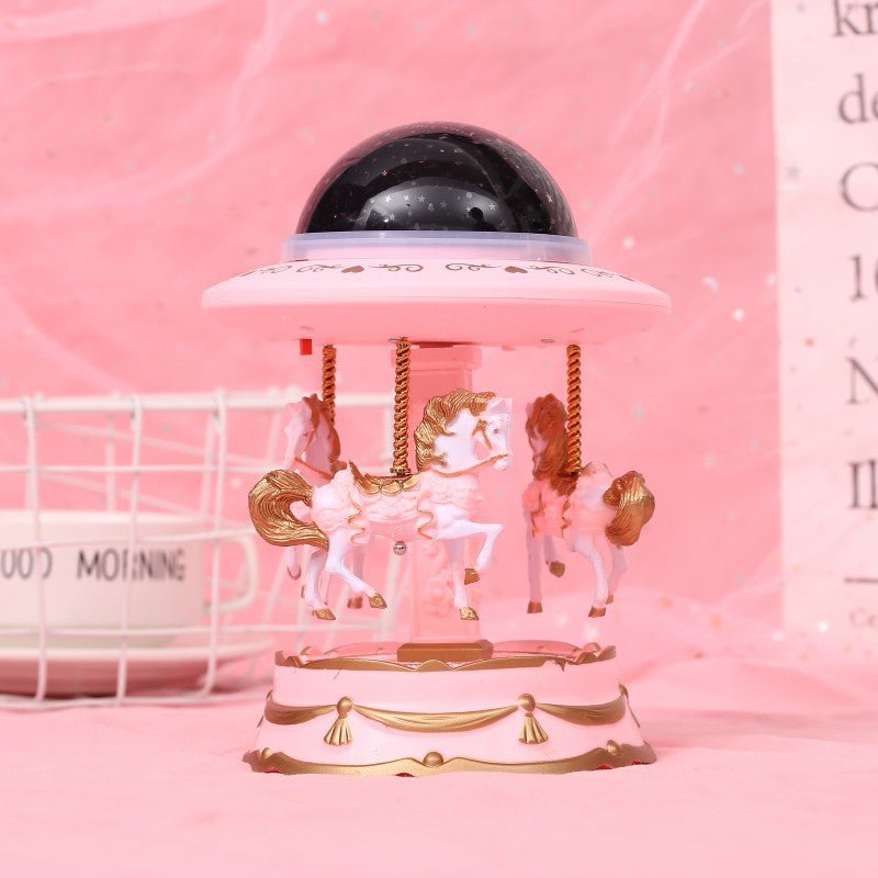 Pink Music Box Musical Carousel Horse LED Carousel Toy Child Birthday Xmas Gift