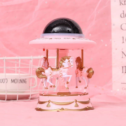 Pink Music Box Musical Carousel Horse LED Carousel Toy Child Birthday Xmas Gift