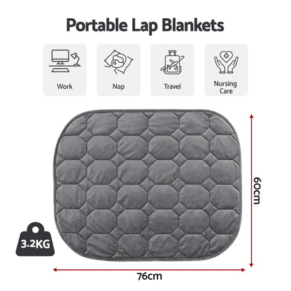 Giselle Weighted Lap Blanket 3.2KG Grey Crystal Velvet Quilted Glass Bead Fill for Sofa Office