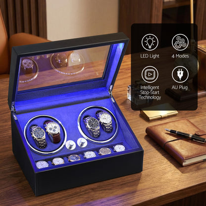 Embellir Watch Winder Automatic Double Watch Winder Box LED Black