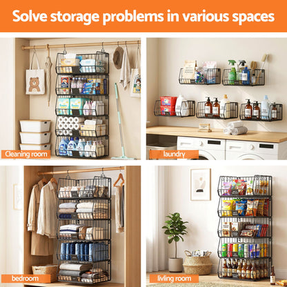 Artiss 5 Tier Stackable Closet Organizers and Storage Closet Hanging Storage Organizer Shelves