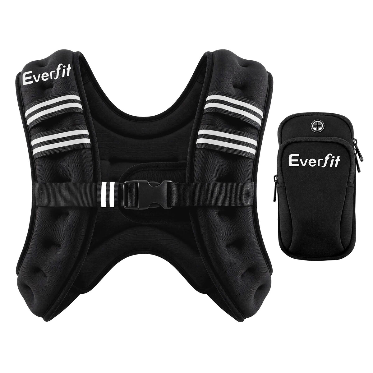 Everfit 3kg Weighted Vest Men Women, Reflective Running Vest with Armband Pouch