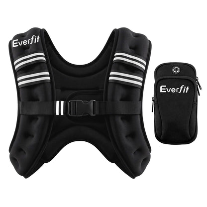 Everfit 3kg Weighted Vest Men Women, Reflective Running Vest with Armband Pouch