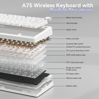 SOLAKAKA A75 75% Gasket Mechanical Keyboard Tri-Mode Hot-Swap Knob