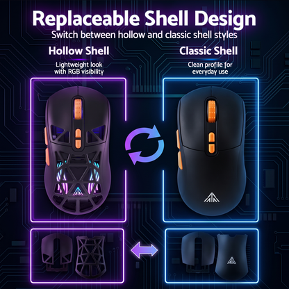 SOLAKAKA SM802 Pro Tri-Mode Gaming Mouse RGB 24000 DPI Hotswap