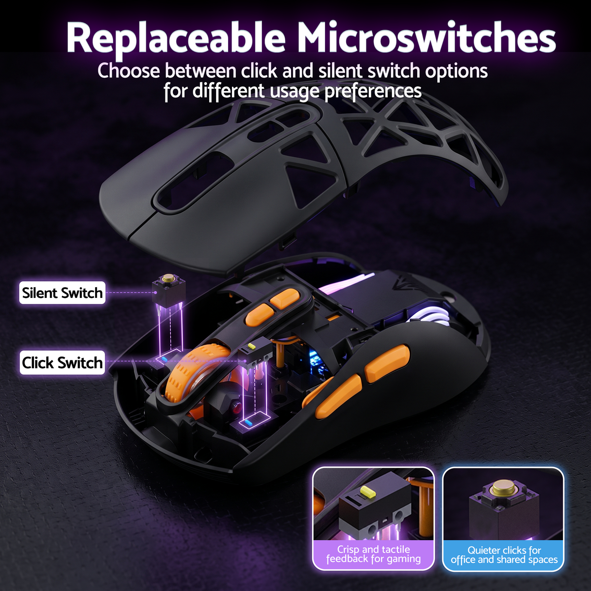 SOLAKAKA SM802 Pro Tri-Mode Gaming Mouse RGB 24000 DPI Hotswap